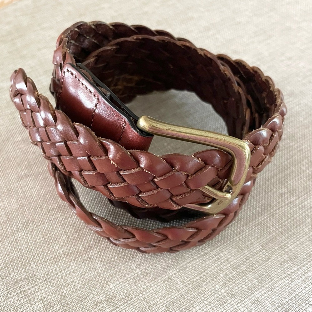 Brown Leather Braided Belt